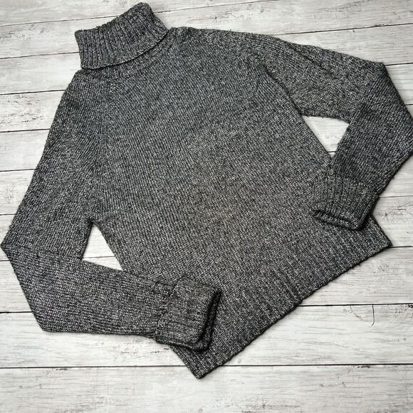 Anthropologie black and white speckles turtleneck pullover sweater M - Picture 1 of 6